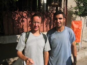 Tamer and me, outside his house